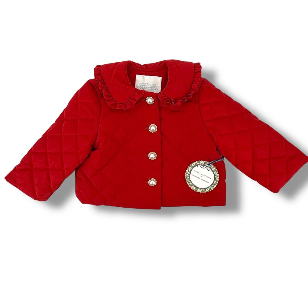Edgehill Collection Baby Girl Red Quilted Coat Sz 18M Darby Fallon Clark